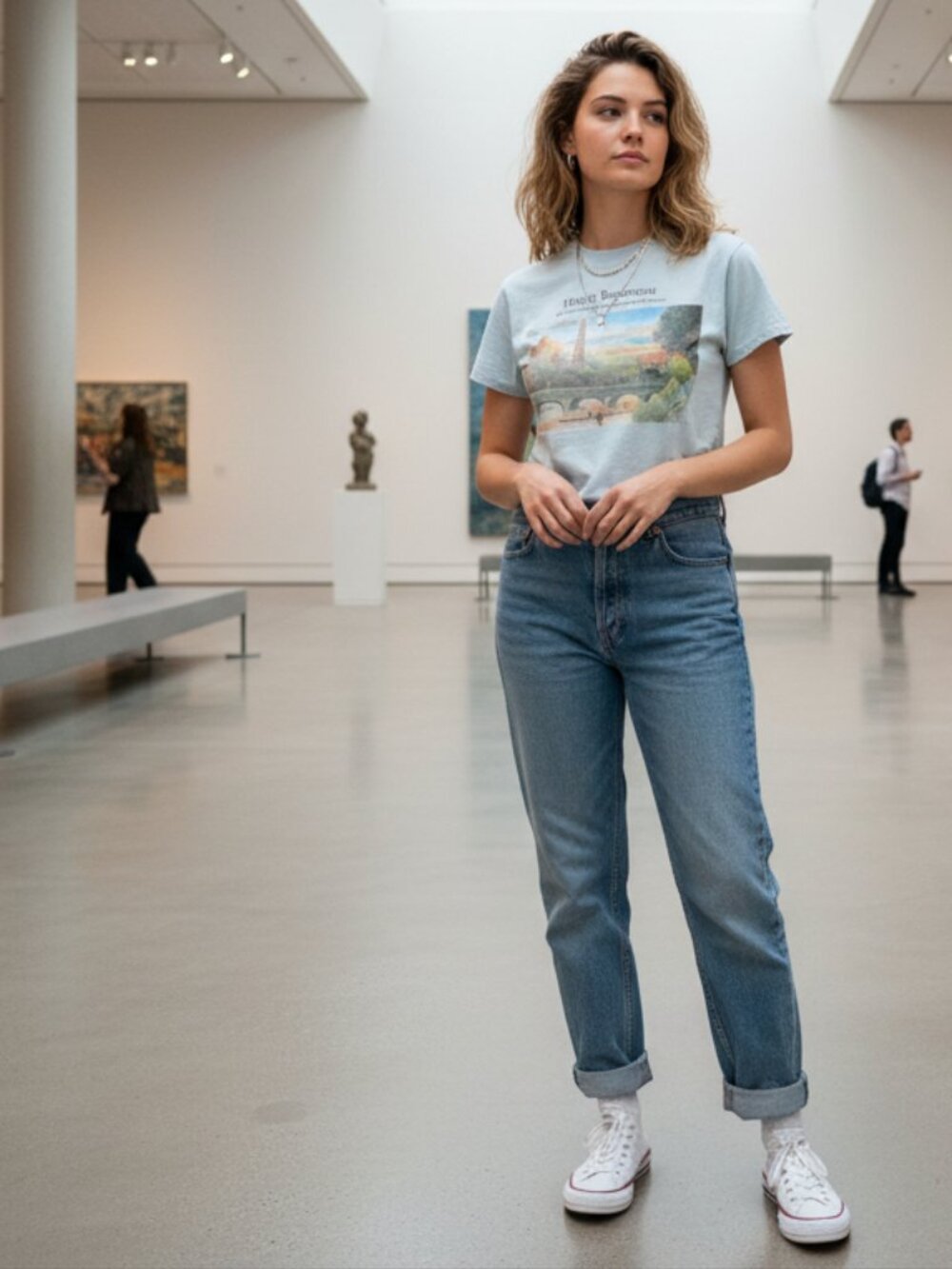 Henri Rousseau The Seine Eiffel Tower Baby Tee NWT Blue Small